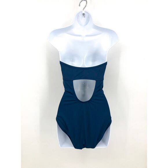 TOMMY BAHAMA Palm Modern Bandeau One-Piece Swimsuit Size 8 Blue Midnight Sea NWT - Picture 7 of 14